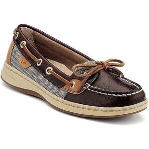 Sperry Angelfish Embossed Anchor Boat Shoe Brown/Tan Leather Size 9M